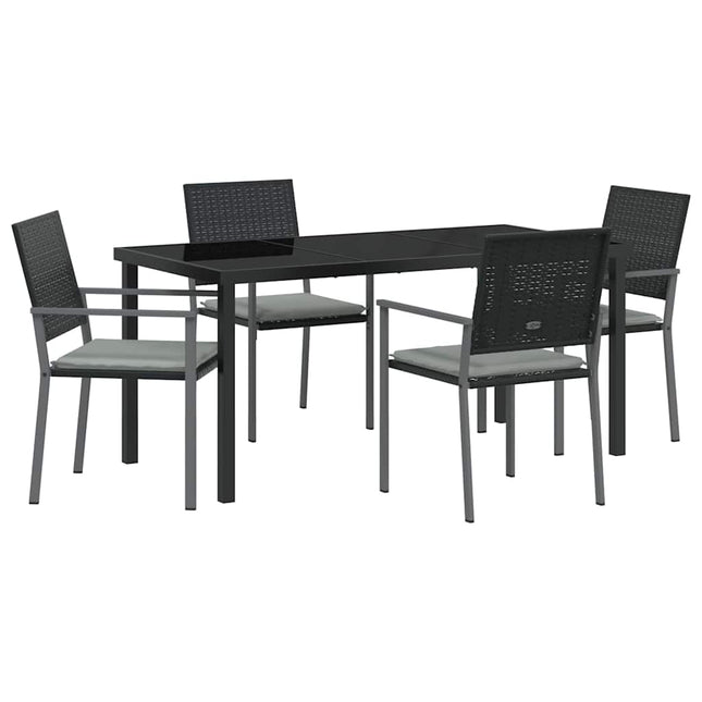 Have Spisebordssæt 5 stk. Sort og Lys Grå PE Rattan