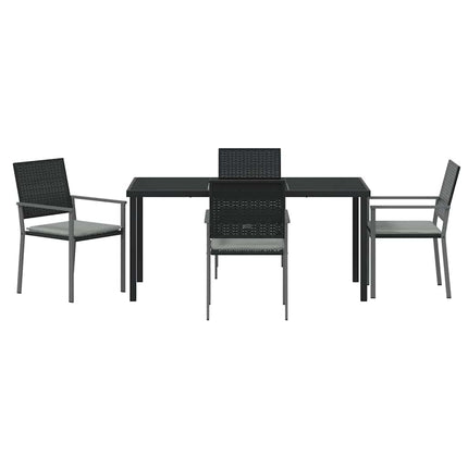 Have Spisebordssæt 5 pcs Sort og Lys Grå PE Rattan