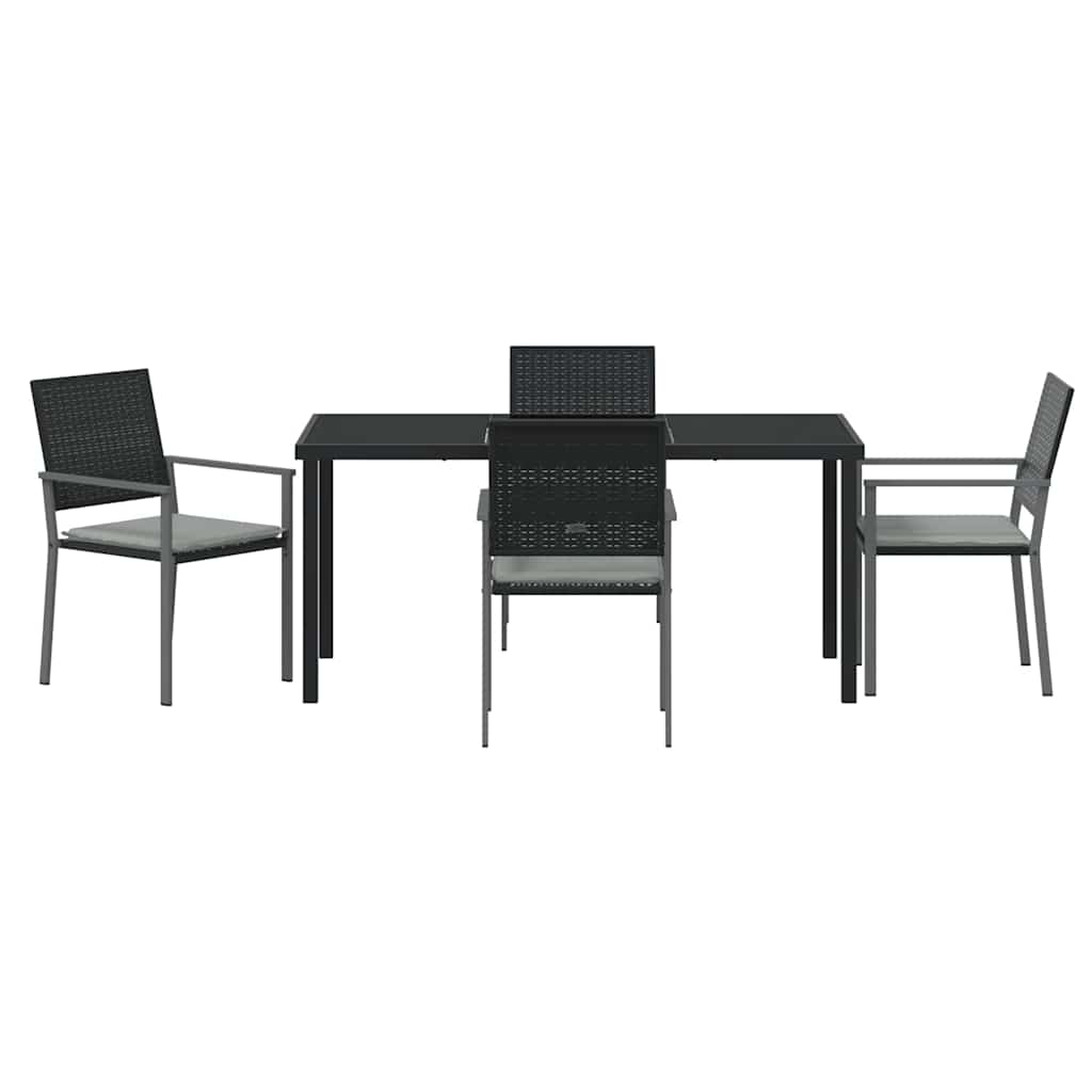 Have Spisebordssæt 5 pcs Sort og Lys Grå PE Rattan