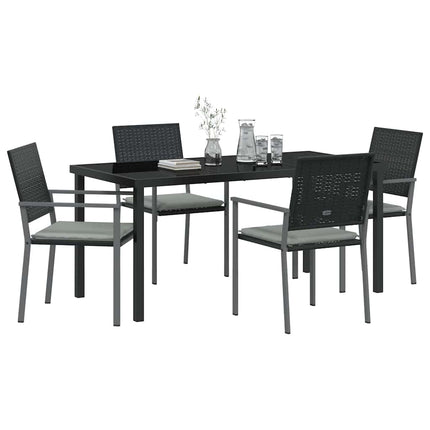 Have Spisebordssæt 5 pcs Sort og Lys Grå PE Rattan