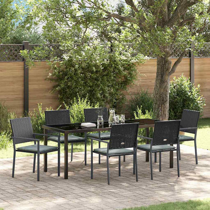 Have Spisebordssæt 7 pcs Sort og Lys Grå PE Rattan