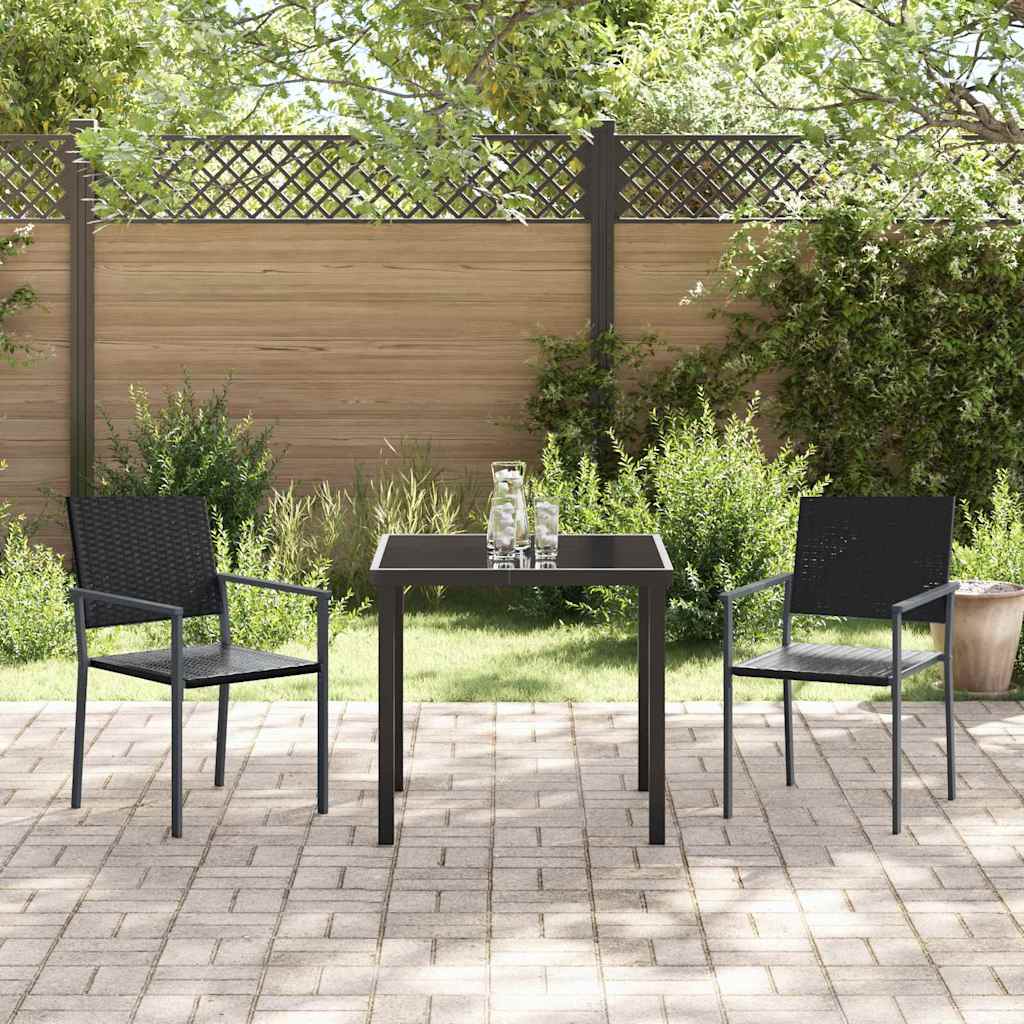 Have Spisebordssæt 3 pcs Sort PE Rattan