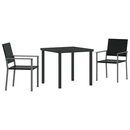 Have Spisebordssæt 3 pcs Sort PE Rattan
