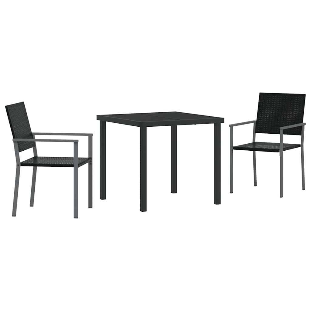 Have Spisebordssæt 3 pcs Sort PE Rattan