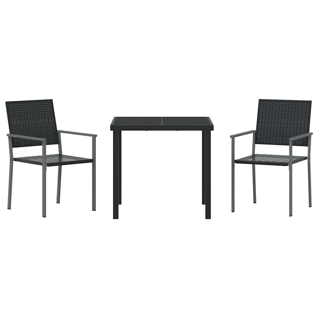 Have Spisebordssæt 3 pcs Sort PE Rattan