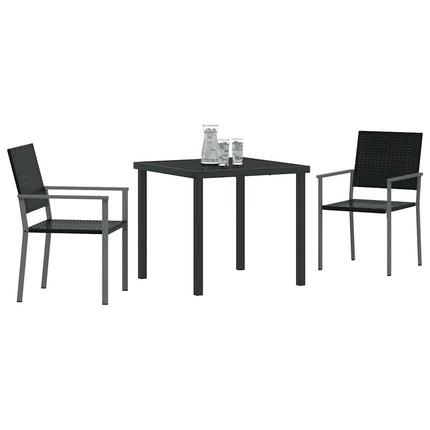 Have Spisebordssæt 3 pcs Sort PE Rattan