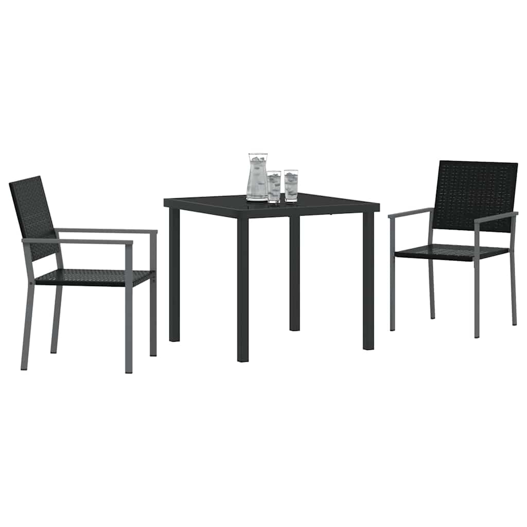 Have Spisebordssæt 3 pcs Sort PE Rattan