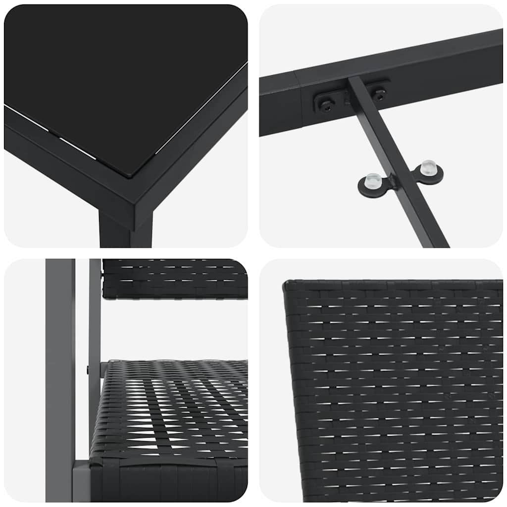 Have Spisebordssæt 5 pcs Sort PE Rattan
