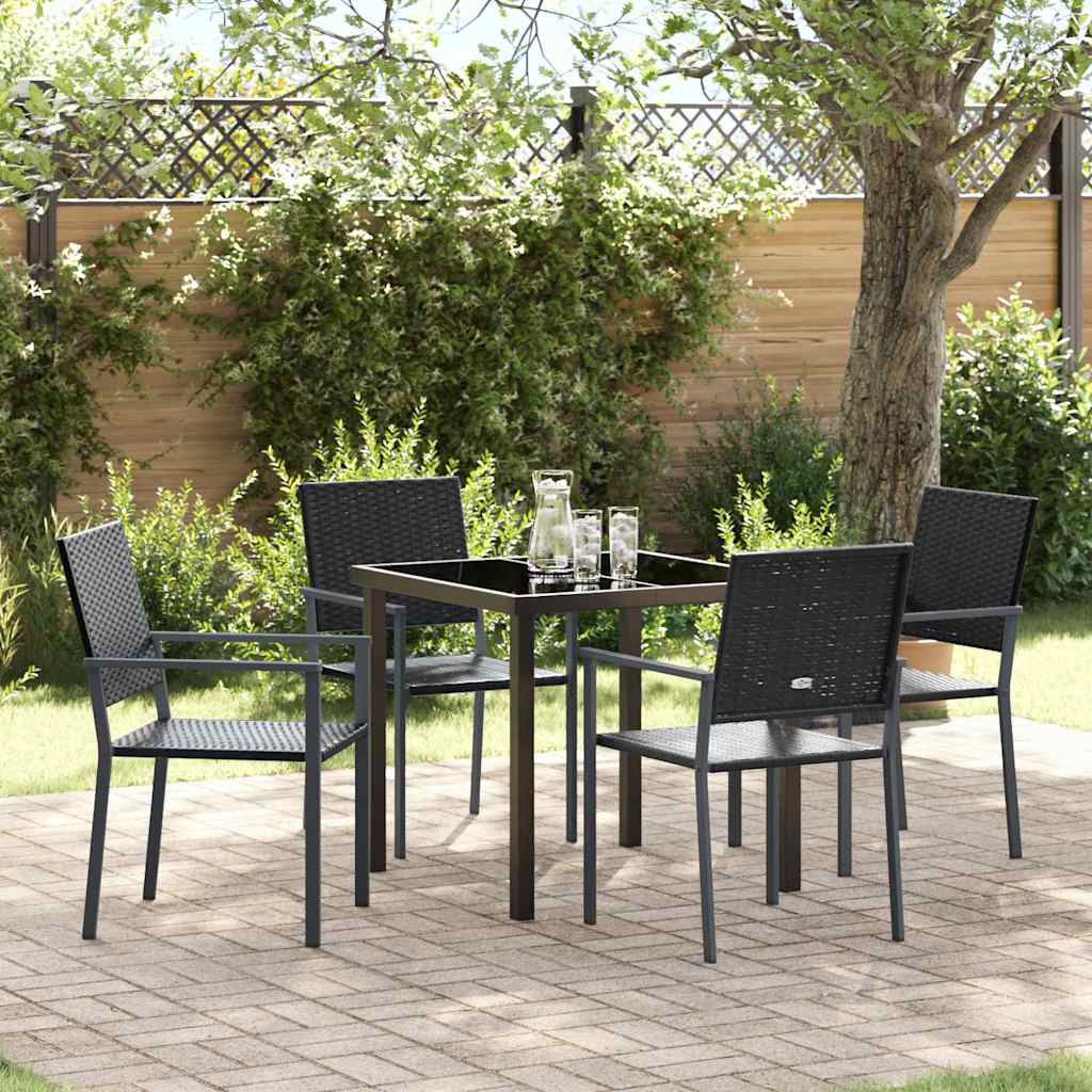 Have Spisebordssæt 5 pcs Sort PE Rattan