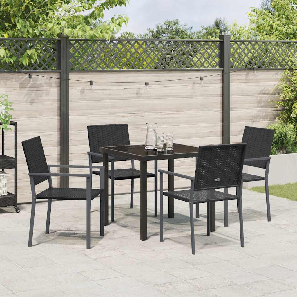 Have Spisebordssæt 5 pcs Sort PE Rattan