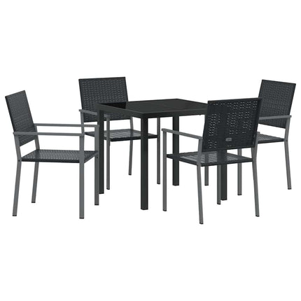 Have Spisebordssæt 5 pcs Sort PE Rattan