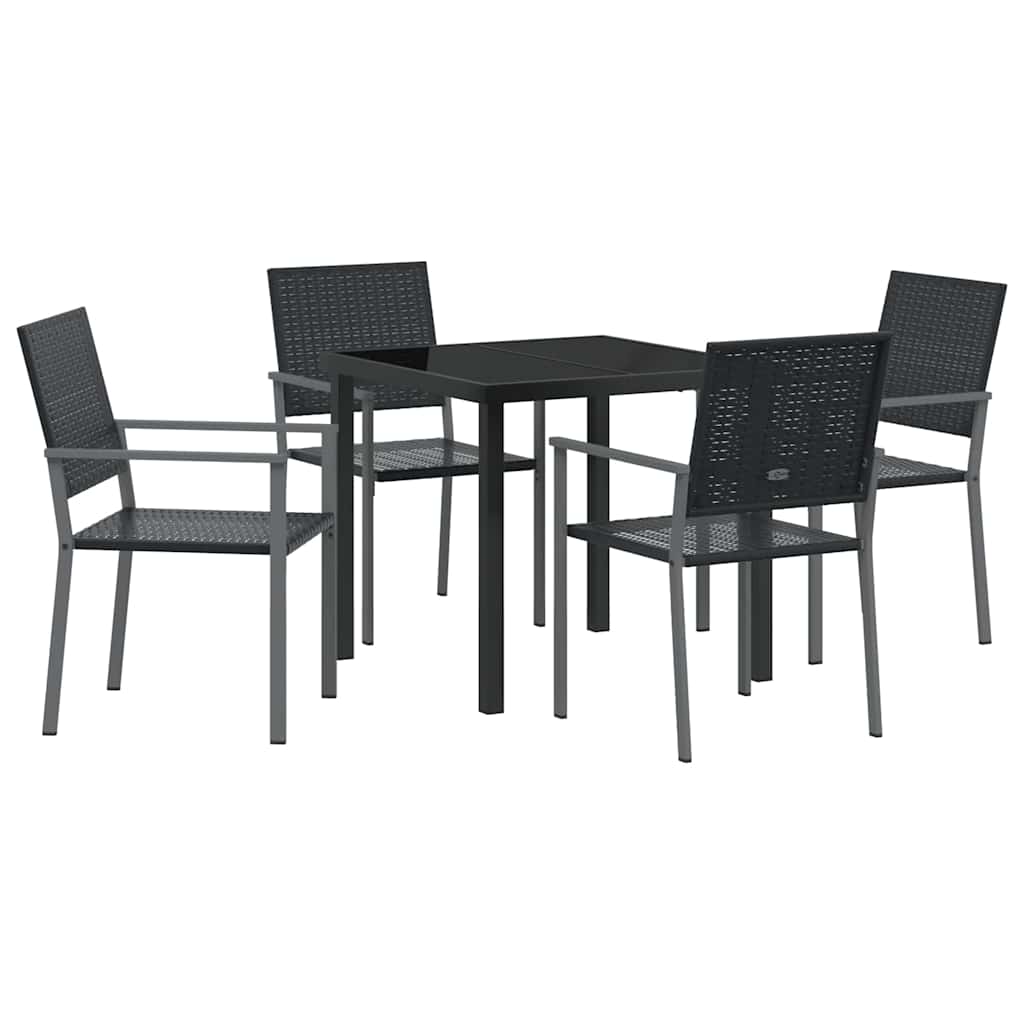 Have Spisebordssæt 5 pcs Sort PE Rattan