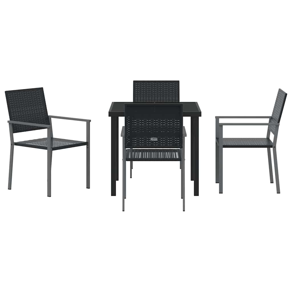 Have Spisebordssæt 5 pcs Sort PE Rattan