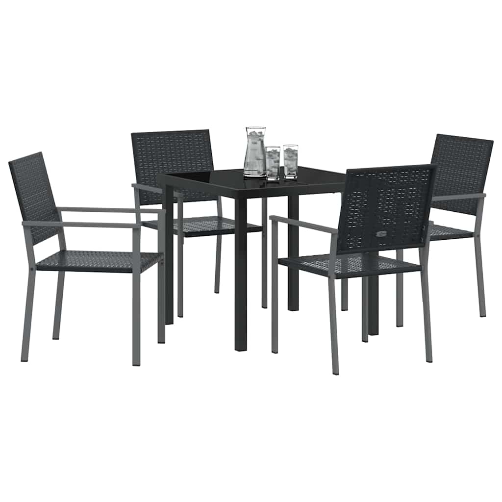Have Spisebordssæt 5 pcs Sort PE Rattan