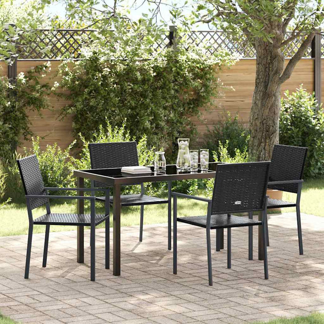 Have Spisebordssæt 5 stk. Sort PE Rattan