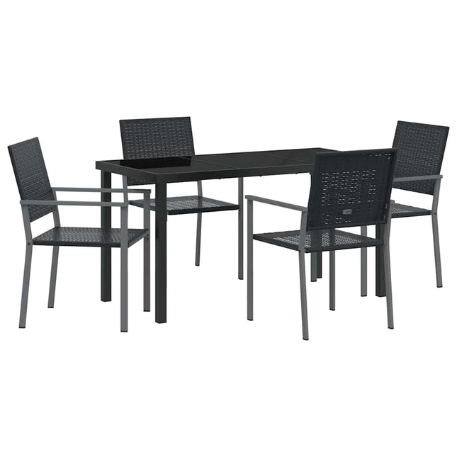 Have Spisebordssæt 5 stk. Sort PE Rattan