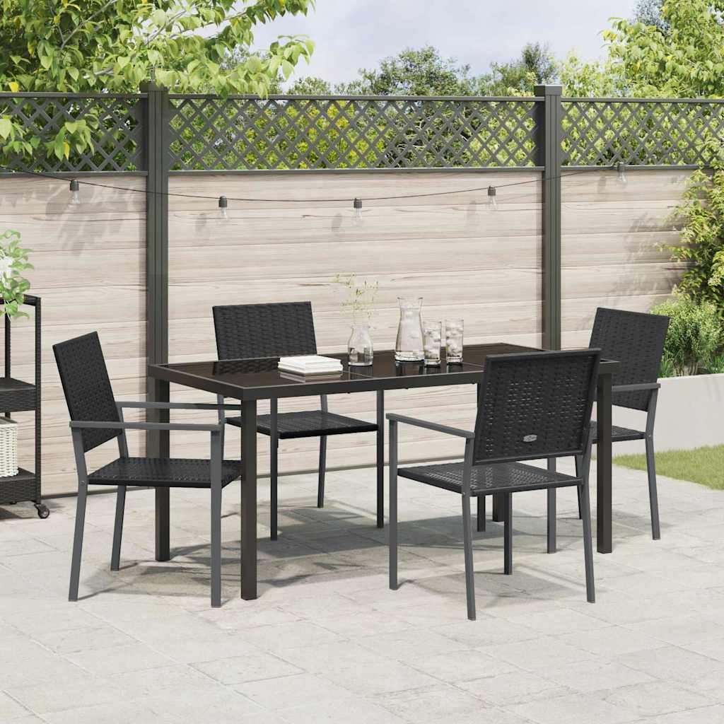Have Spisebordssæt 5 pcs Sort PE Rattan