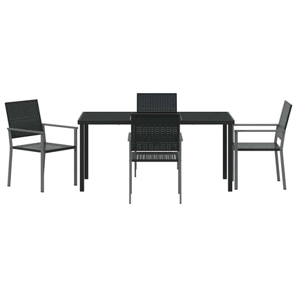 Have Spisebordssæt 5 pcs Sort PE Rattan