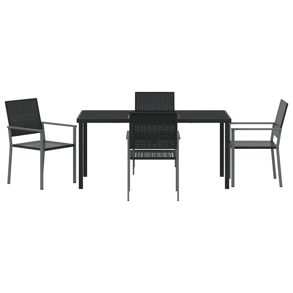 Have Spisebordssæt 5 pcs Sort PE Rattan