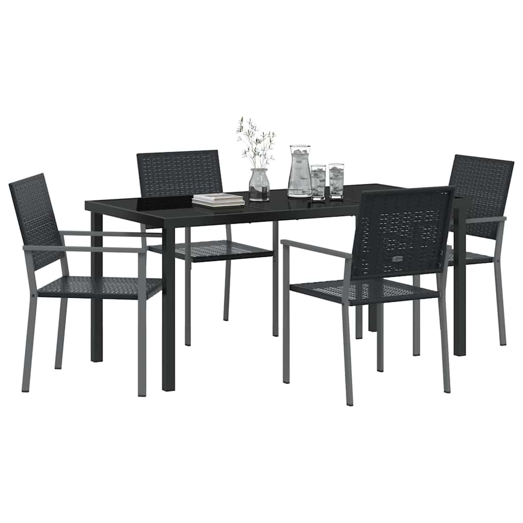 Have Spisebordssæt 5 pcs Sort PE Rattan