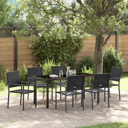 Have Spisebordssæt 7 pcs Sort PE Rattan