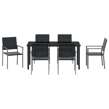 Have Spisebordssæt 7 pcs Sort PE Rattan