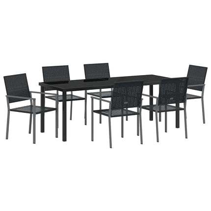 Have Spisebordssæt 7 pcs Sort PE Rattan