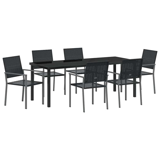 Have Spisebordssæt 7 stk. Sort PE Rattan