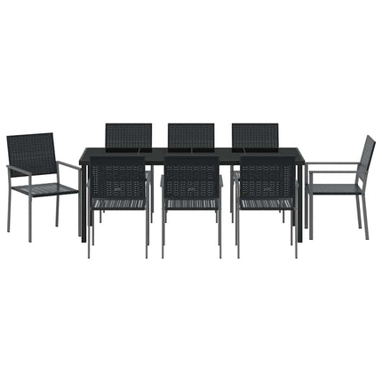 Have Spisebordssæt 9 pcs Sort PE Rattan