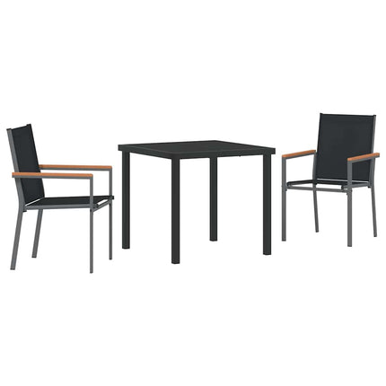 Have Spisebordssæt 3 pcs Sort Pulverlakeret stål