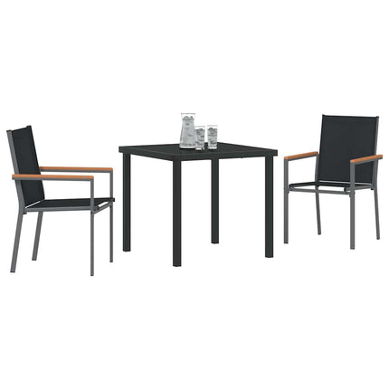 Have Spisebordssæt 3 pcs Sort Pulverlakeret stål