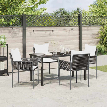Have Spisebordssæt 5 pcs Brun og sort PE Rattan