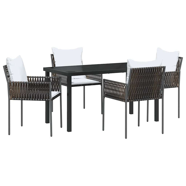 Have Spisebordssæt 5 stk. Brun og sort PE Rattan