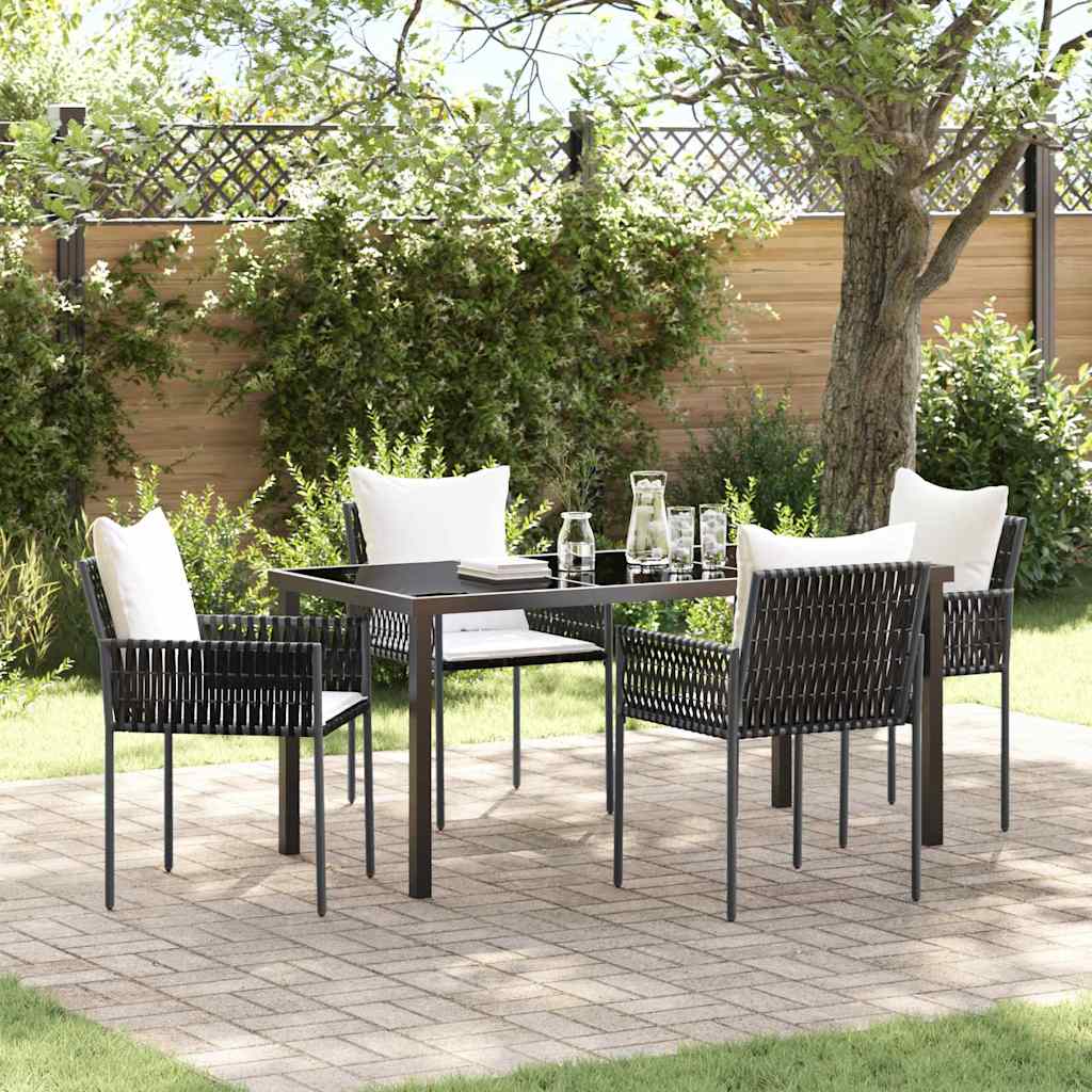 Have Spisebordssæt 5 pcs Brun og sort PE Rattan