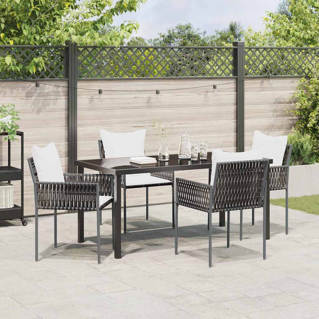 Have Spisebordssæt 5 pcs Brun og sort PE Rattan