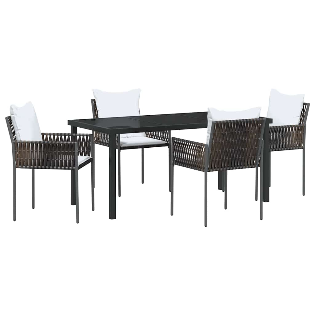Have Spisebordssæt 5 pcs Brun og sort PE Rattan