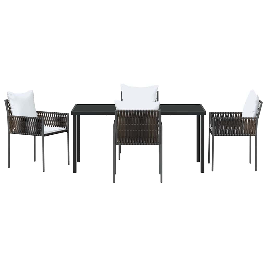 Have Spisebordssæt 5 pcs Brun og sort PE Rattan