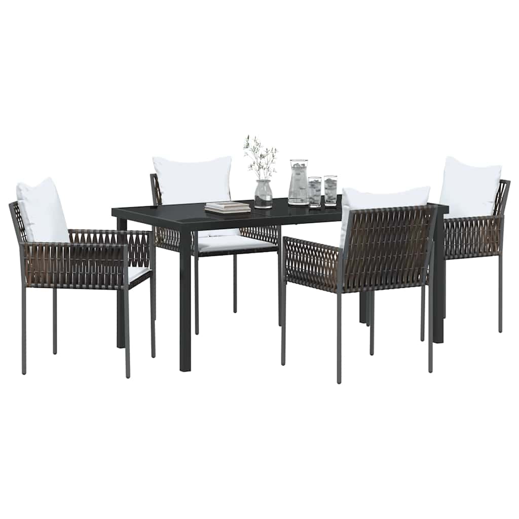 Have Spisebordssæt 5 pcs Brun og sort PE Rattan