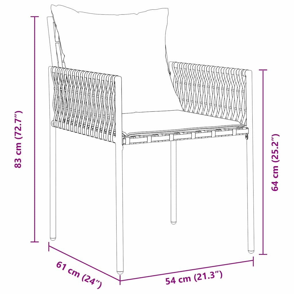 Have Spisebordssæt 5 pcs Brun og sort PE Rattan