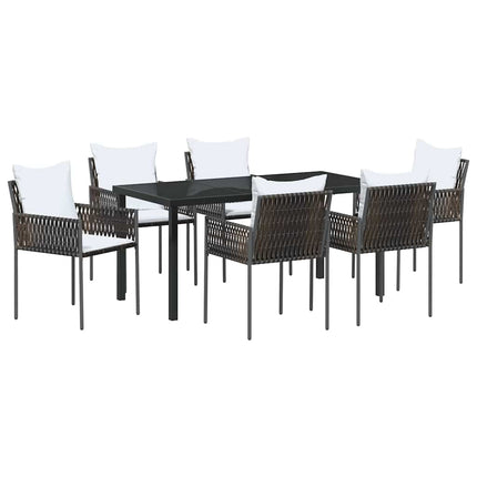 Have Spisebordssæt 7 pcs Brun og sort PE Rattan