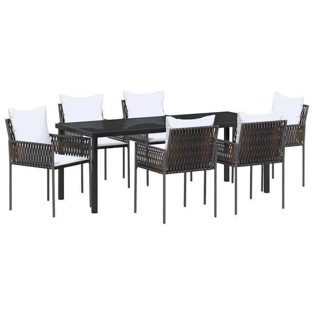 Have Spisebordssæt 7 stk. Brun og sort PE Rattan