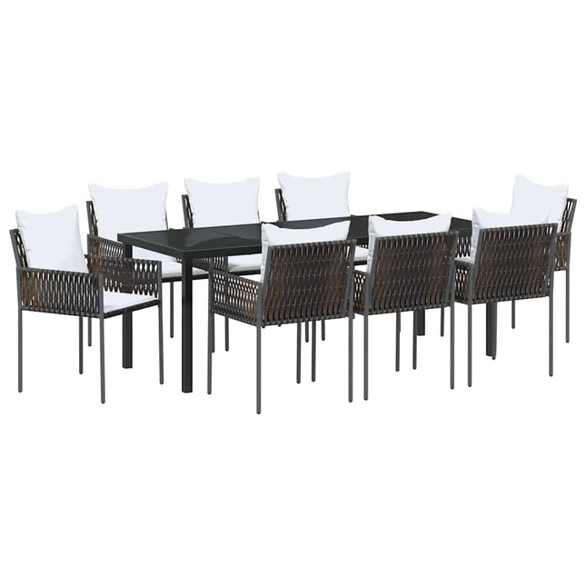 Have Spisebordssæt 9 stk. Brun og sort PE Rattan