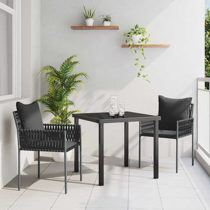Have Spisebordssæt 3 pcs Sort og grå PE Rattan