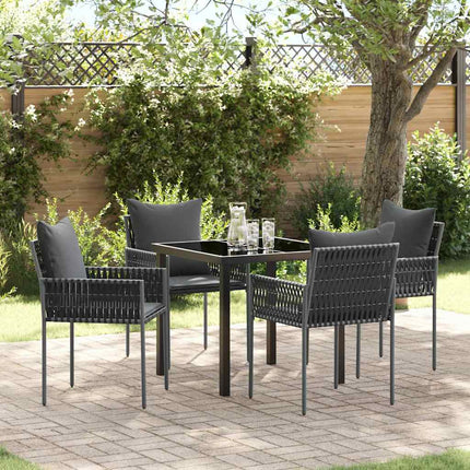 Have Spisebordssæt 5 pcs Sort og grå PE Rattan