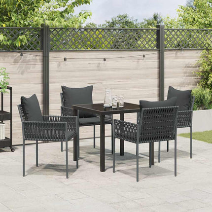 Have Spisebordssæt 5 pcs Sort og grå PE Rattan