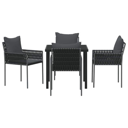 Have Spisebordssæt 5 pcs Sort og grå PE Rattan
