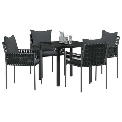 Have Spisebordssæt 5 pcs Sort og grå PE Rattan
