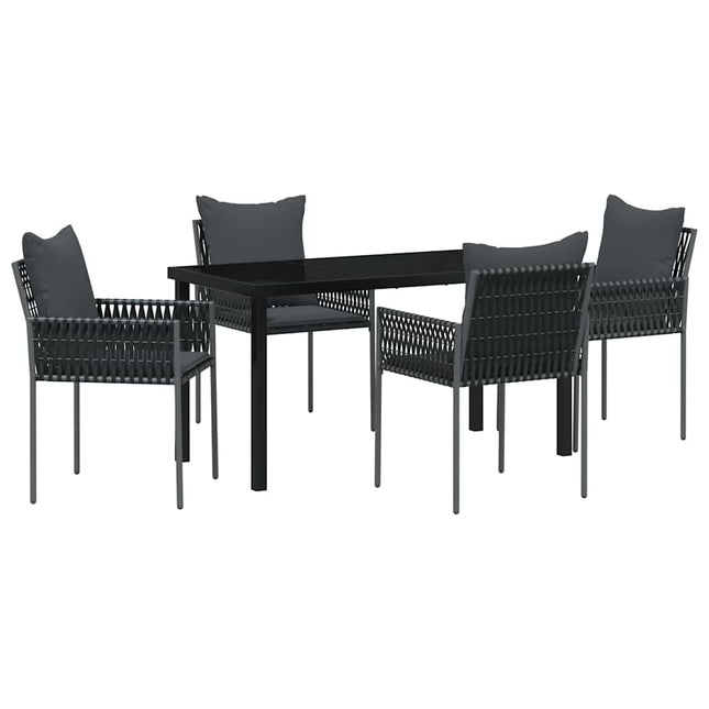Have Spisebordssæt 5 stk. Sort og grå PE Rattan