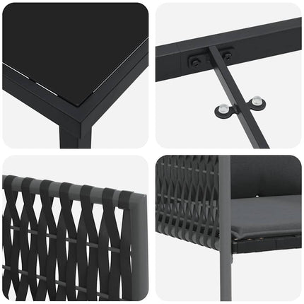 Have Spisebordssæt 5 pcs Sort og grå PE Rattan