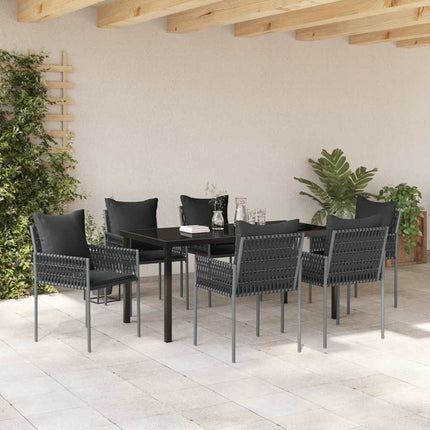 Have Spisebordssæt 7 pcs Sort og grå PE Rattan